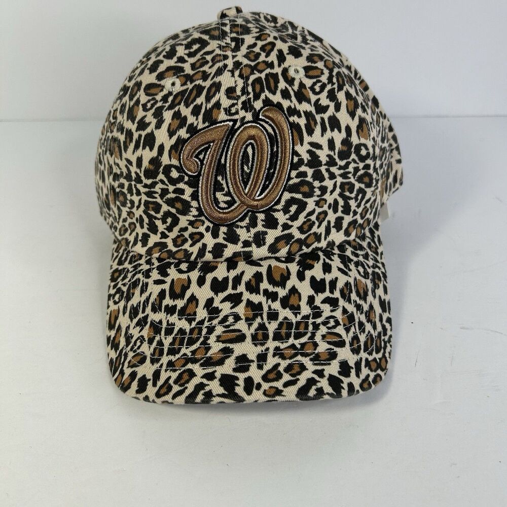 Womens Washington Nationals '47 Tan Bagheera Cheetah Clean Up Adjustable Hat